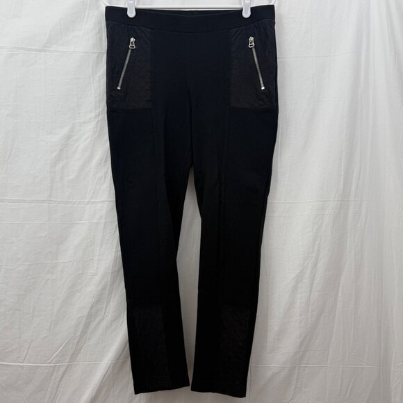 H&M Zippered Detail Stretch Pants Women M Black - Picture 1 of 12
